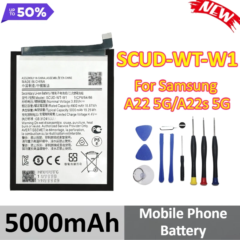 

New SCUD-WT-W1 5000mAh Mobile Phone Battery For Samsung A22 5G/A22s 5G +Tools