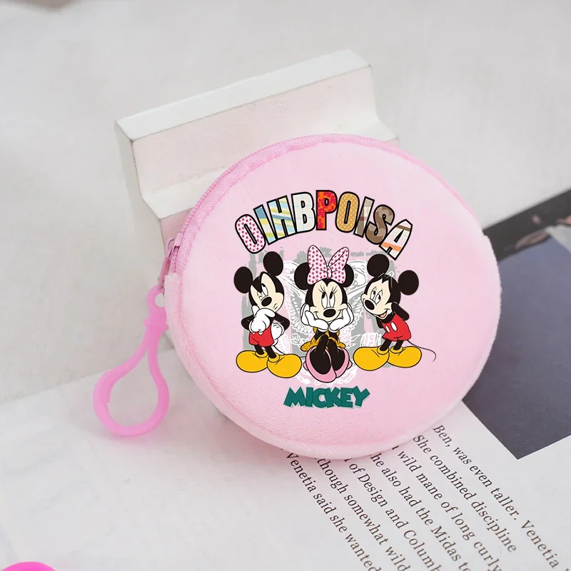 Disney Anime Plush Coin Purse Kawaii Mickey Mouse Wallets Key Case Pendant Child Adult Portable Cash Bag Boy Girl Birthday Gift