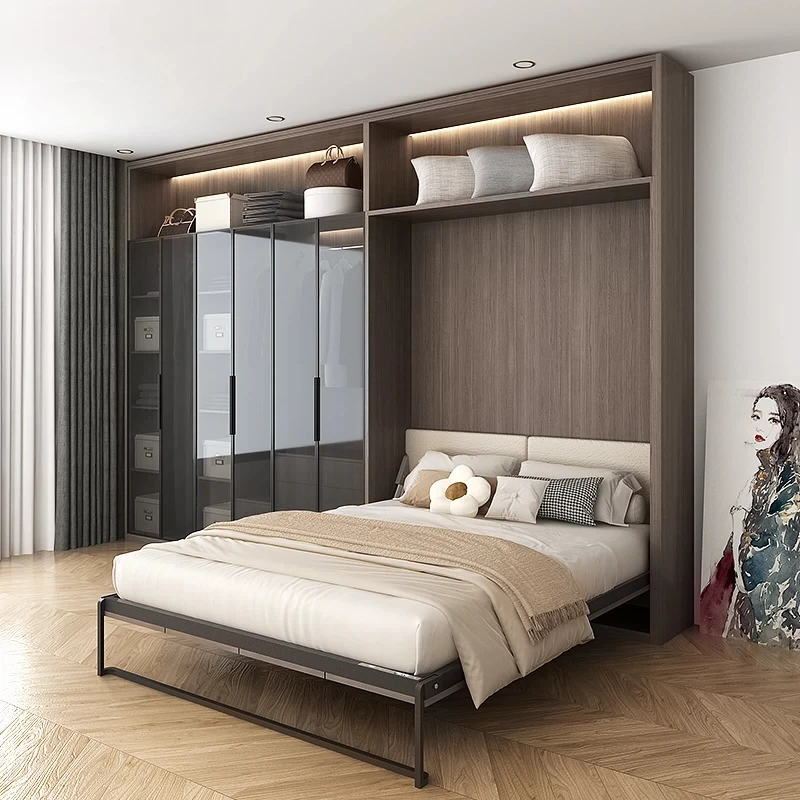 Modern multifunctional murphy bed forward turning invisible folding wardrobe combination bedroom beds and bed frames furniture