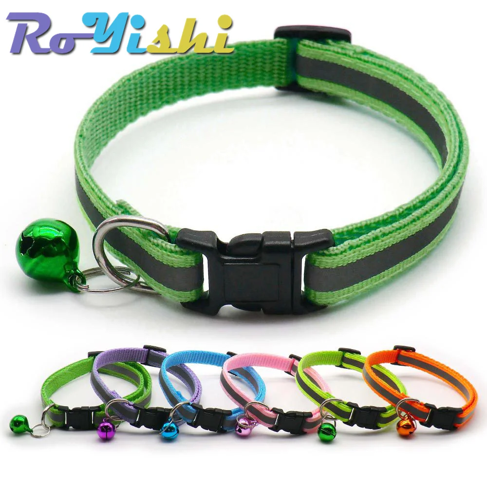 2Pcs/Pack 12 Colors Reflective Adjustable Cats And Small Dogs Collars With Bells Pet Supplies