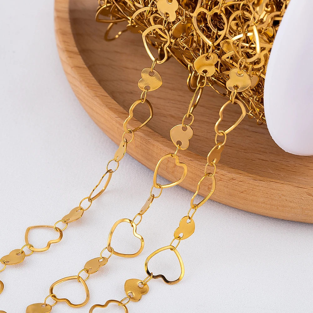

1M/Lot Stainless Steel Simple Basic Double Hearts Handmade Jewelry Chain For DIY Women Necklace Bracelet Accessory Wholesale New