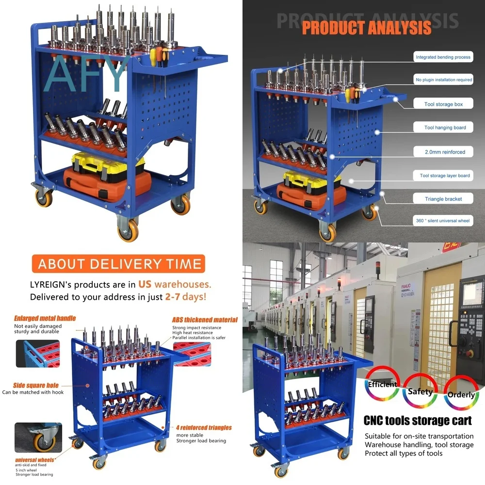 BT40 CAT40 for CNC machining center tool storage cart with wheels mobile tool rack organizer for warehouse workshop