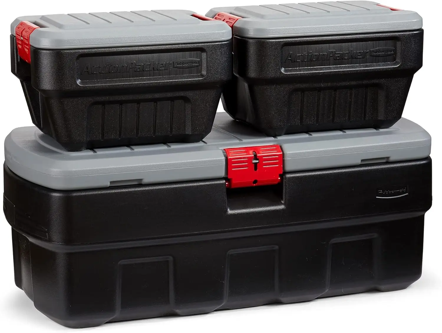 

ActionPacker️ 48 Gal with 8 Gal Containers Nested, Lockable Storage Bins, Industrial, Rugged Storage Container Bundle with Lids