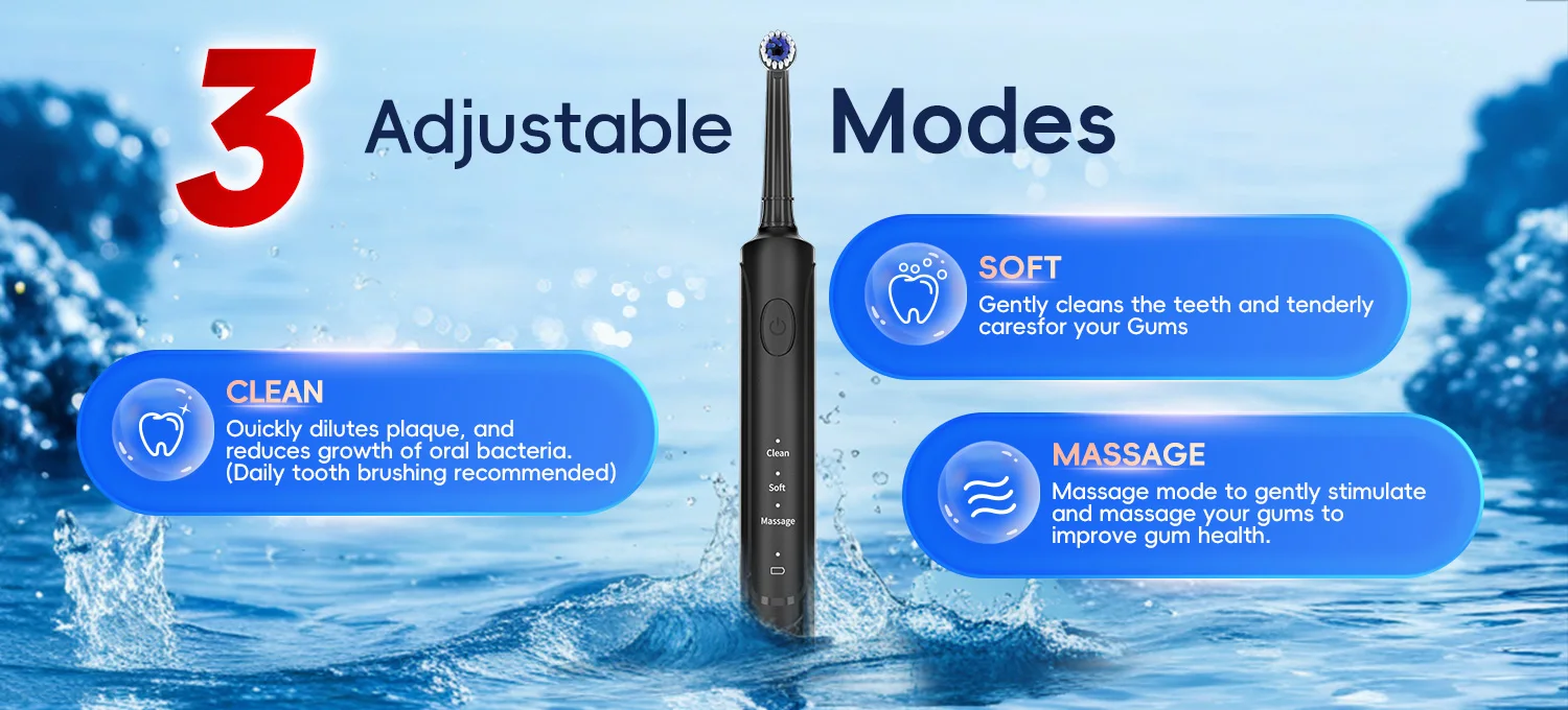 Elektrischer Wasserflosser und Elektrische Zahnbürste Set zum Zahnaufhellen und Zahnfleischschutz mit 4 Bürstenköpfen und 4 Flosser-Aufsätzen – Detail 8