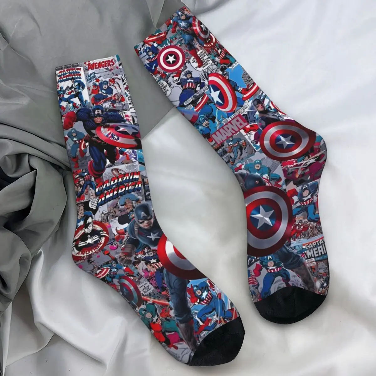 Captain American Stockings Men's Socks Quality Funny Socks Autumn Outdoor Non Slip Printed Socks Gift