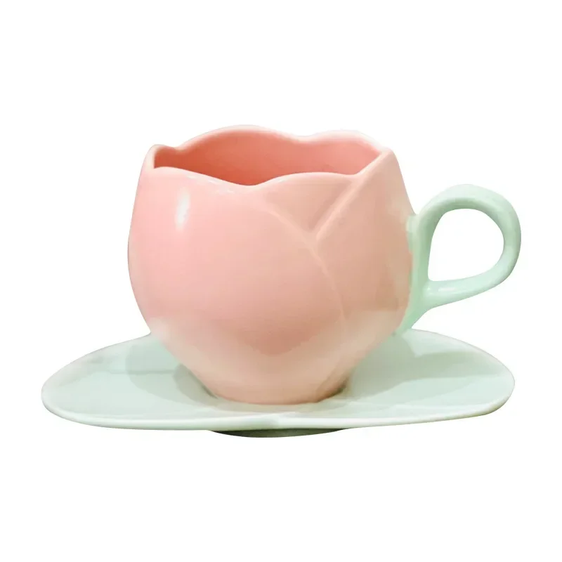 Creative Ceramic Coffee Cup Saucer Breakfast Milk Tulip Set Large Capacity Coffee Cup Tea Cups Tea Cups Set