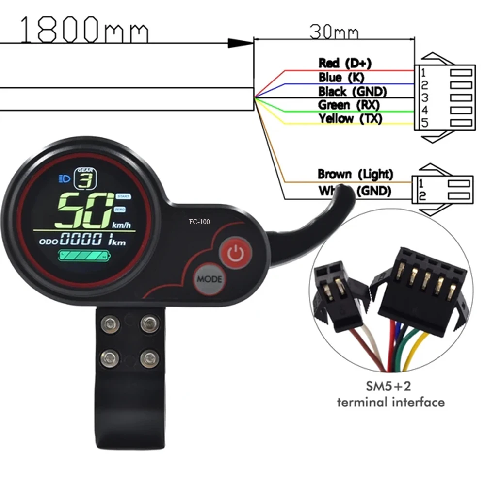 FC-100rReplace LH-100 5Pin 6Pin Male Bike Display Thumb Throttle 2 in 1 Dashboard Control Panel For E-sooter Part