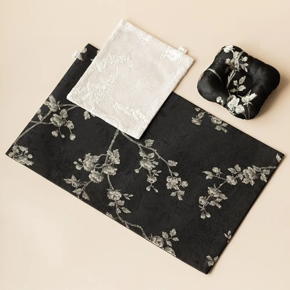 Embroidery Design Plum Blossom Tea Mat Heat Insulation Dry Bubble Brocade Tea Mat Absorbent Fabric Imitation Hemp