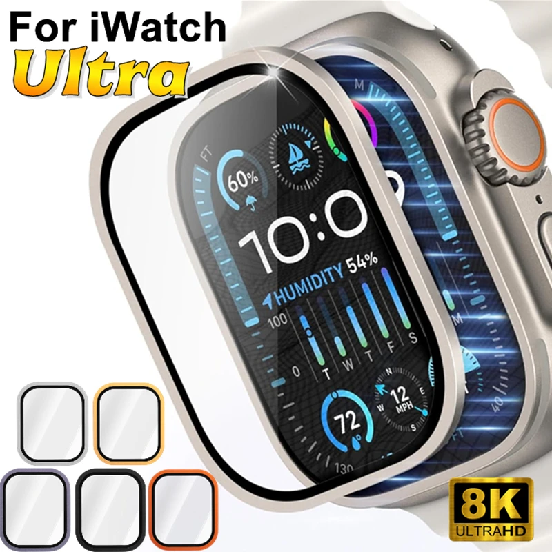 Titanium Metal Frame for Apple Watch Ultra 3 2 49mm 9H Tempered Glass Anti-Scratch film For Ultra3 Ultra2 Screen Protector 2025