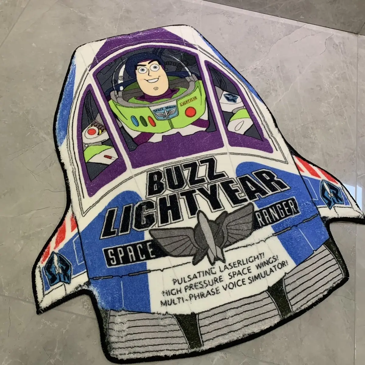 Toy Story Buzz Lightyear Plush Rug Cartoon Anime Buzz Lightyear Spacecraft Carpet Kids Bedroom Decorative Rug Home Decor