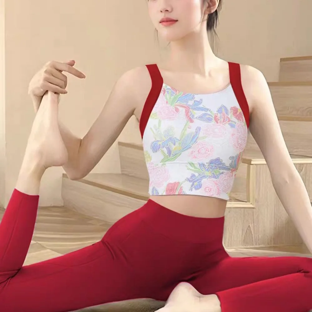 Women's 2PCS Gym Yoga Suit Fitting Sports Set Workout Breathable T Shirts Bra Short Sleeve Crop Top Bell-bottoms Leggings Suit