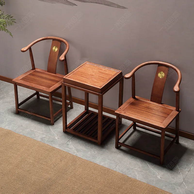 New Chinese-style solid wood armchair three-piece set Song-style aesthetic master chair household living room tea chair surround