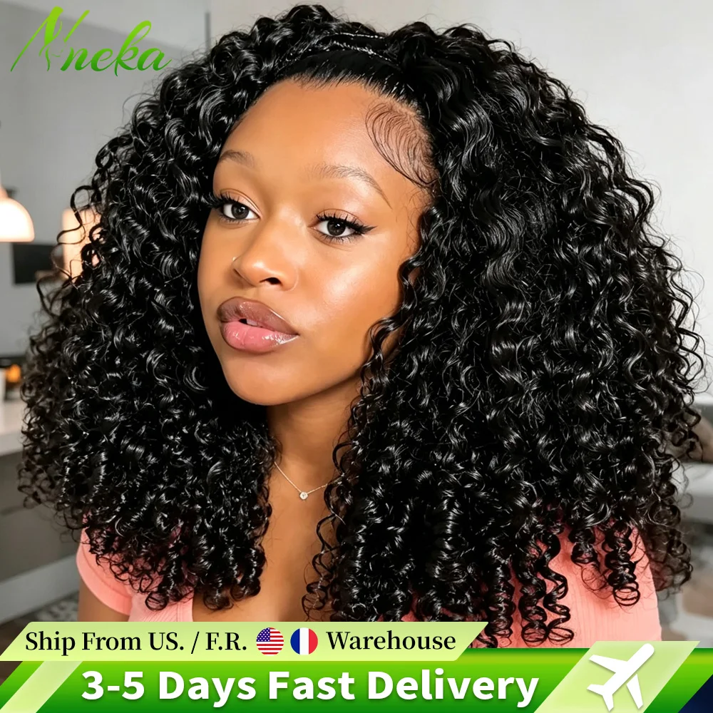 Natural Black Burmese Curly 3 IN 1 Half Wigs Human Hair Full Machine Made Wig Human Hair Half Wig Drawstring 210% Density Burmese Curly Hair Half Wig