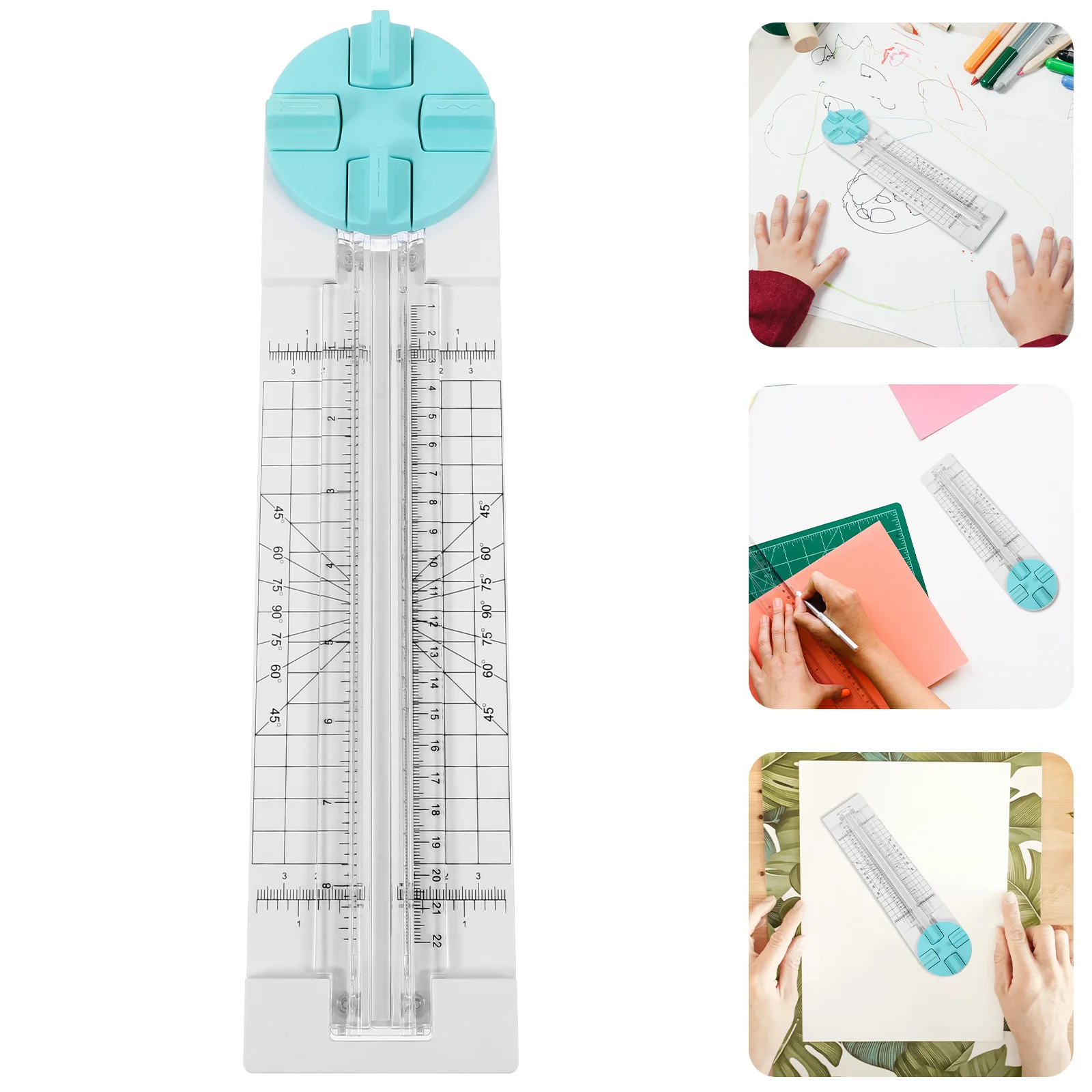 

Four-in-One Paper Cutter Portable Mini Manual Paper Trimmer Compact Scrapbooking Cutting Tool for Crafting Office