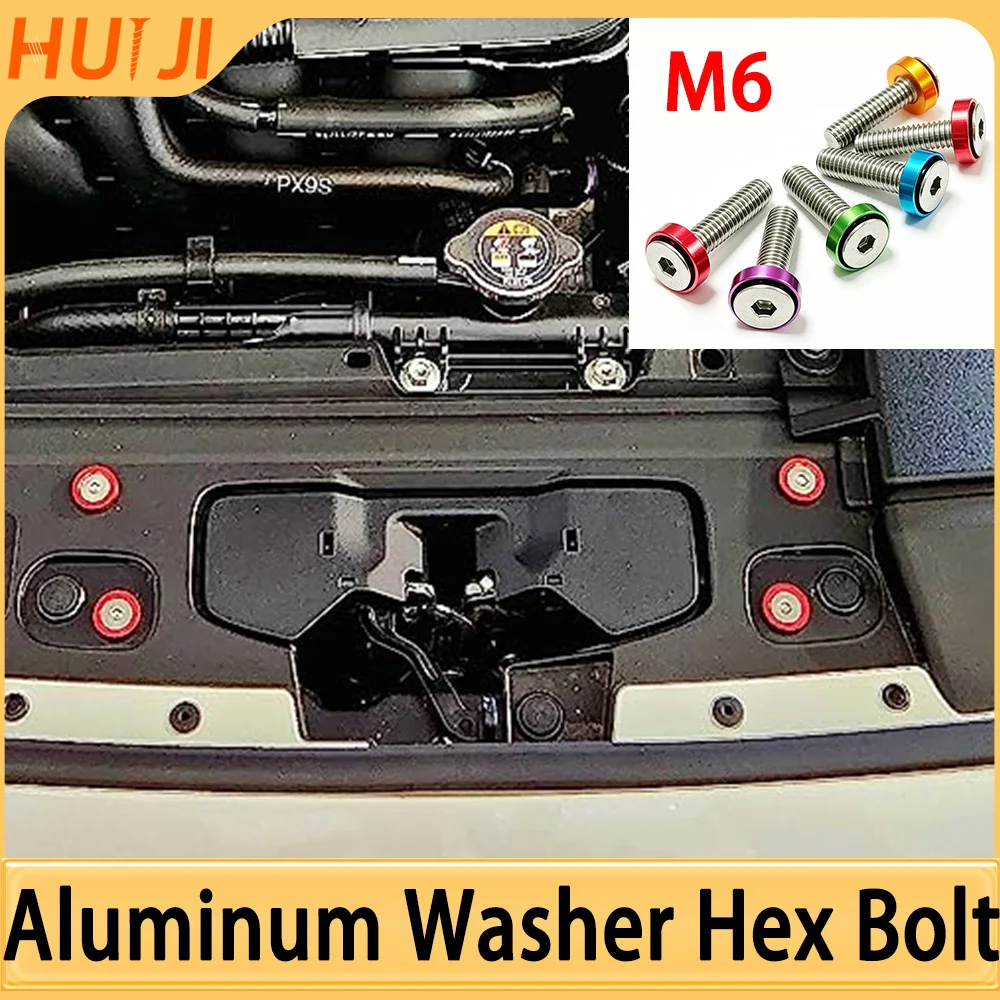 M6 Anodized Aluminium Alloy Colorful Washer Stainless Steel DIN7991 Hex Screw Set Countersunk Aluminum Gaskets Spacers Bolt Kits