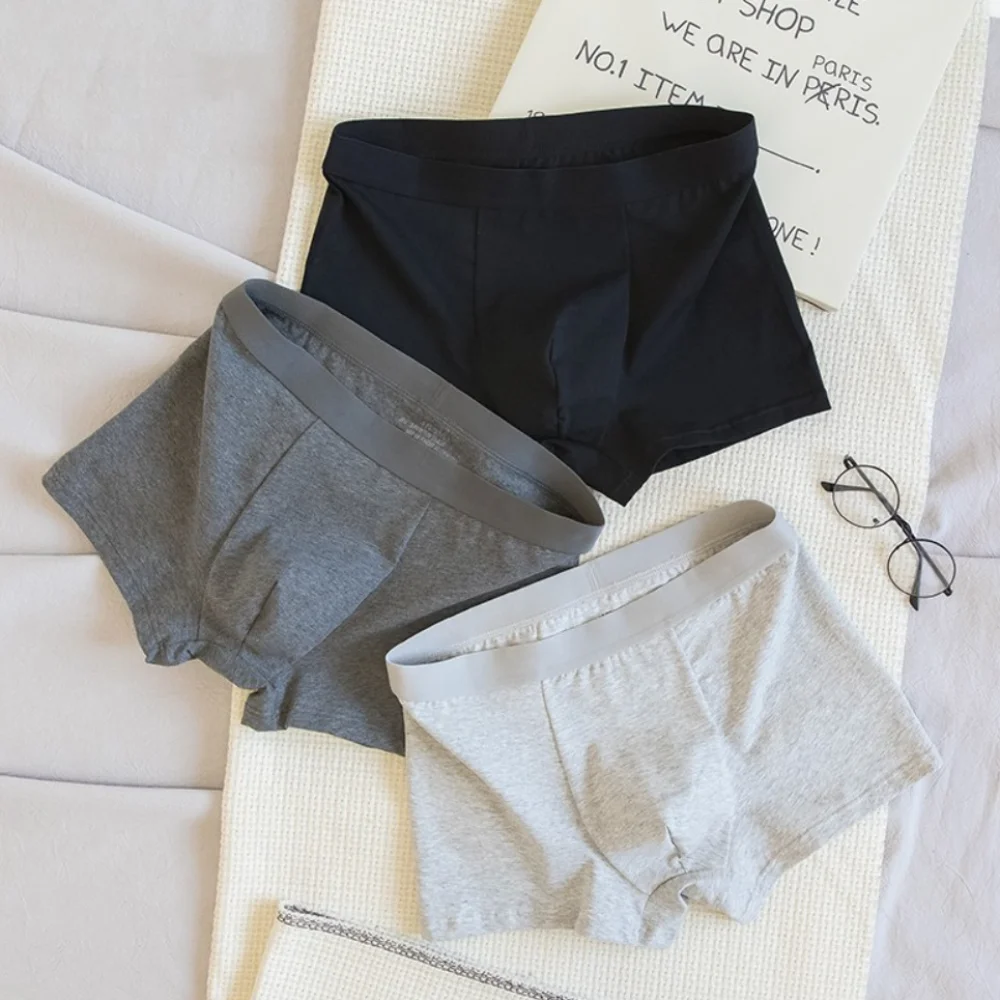 

4Pcs Elastic Solid Color Men's Boxer Briefs XL-4XL Plus Size Men Panties Lingerie Mid Waist Underwear for Man Gifts