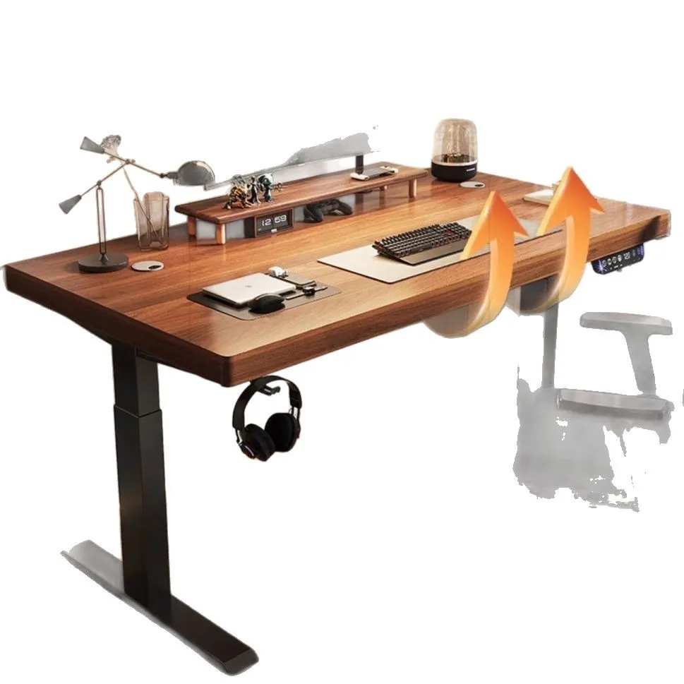 learning office desk workbench Solid wood electric lifting intelligent computer desk can lift e-sports table home