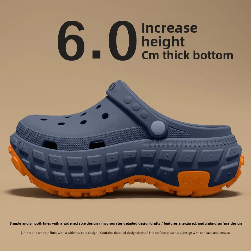 2026 New Thick soled perforated shoes for men's summer new trend slip resistant wear-resistant and odorless sandals for driving