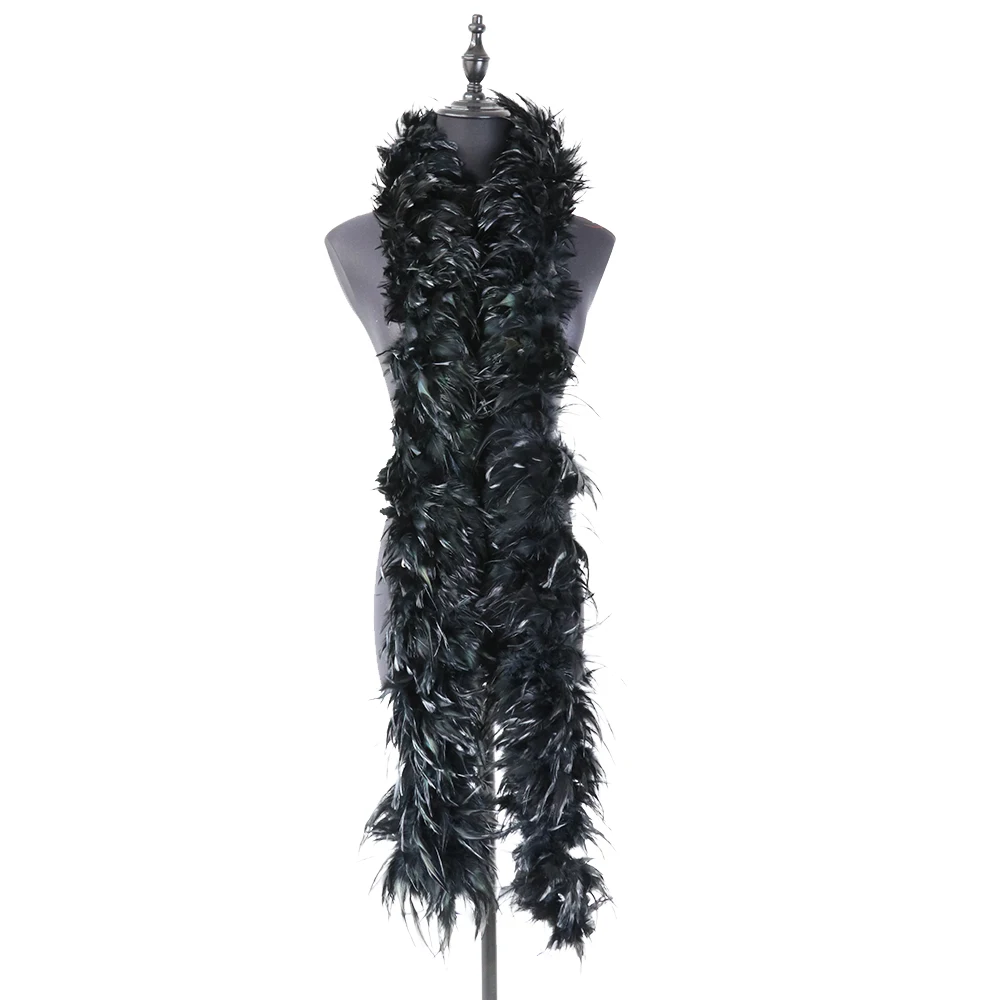 Dyed Chicken Plumes Boa 2Meter Colored Decoration Accessories Shawl  Thick Black Feather 2-4Inch Wedding Dress Scraft Crafts