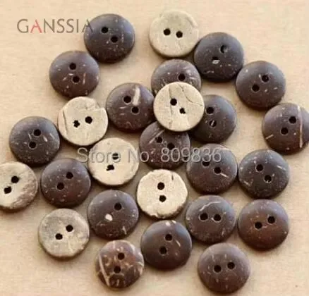 50pcs/lot Size: 10-20mm Natural Coconut Buttons Sewing Wooden Buttons 2-holes for Garment Scrapbooking (SS-5248)