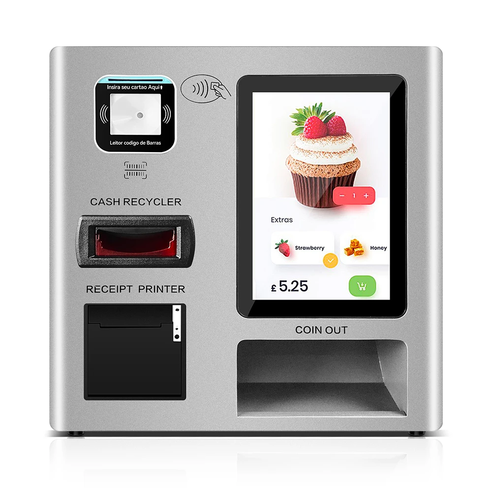 Restaurant Supermarket Self Ordering Kiosk Payment Terminal Android POS SDK Barcode Reader Milk Tea-Customized Metal Case 10.1