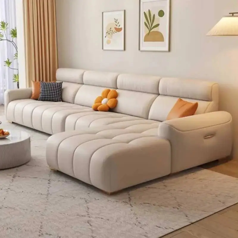 

Sofa Living Room Elegant Lounge Puffs Sofa Luxury Nordic Leather Furniture