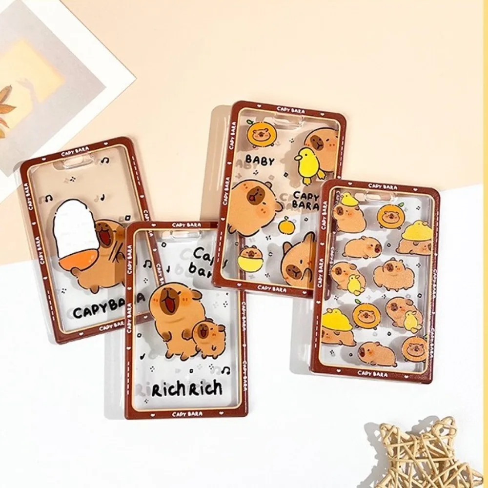 

Cartoon Capybara Photocard Holder Transparent Keychain Idol Card Collect Organizer with Lanyard Photo Protector Case