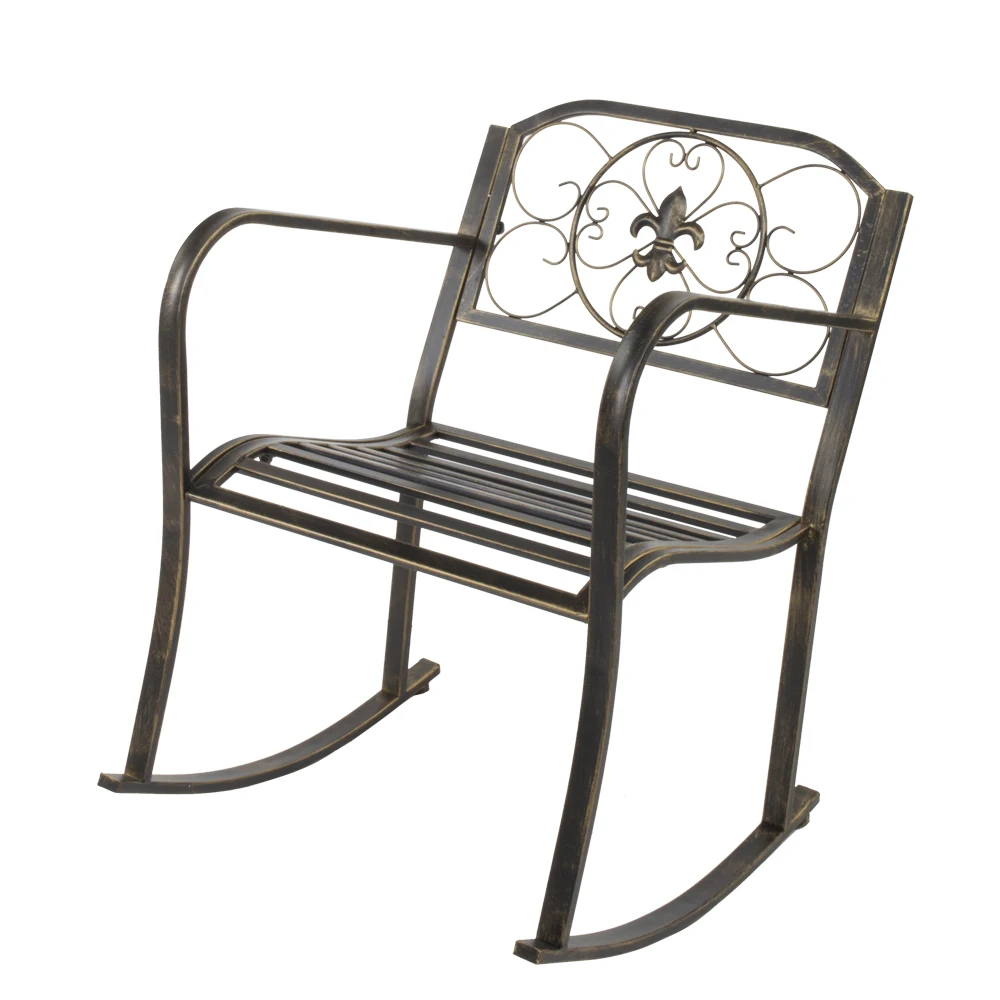 

Flat Tube Single Rocking Chair Garden Chair Patio Chair Bronze Color 57.71 x 61.01 x 80.01cm US warehouse