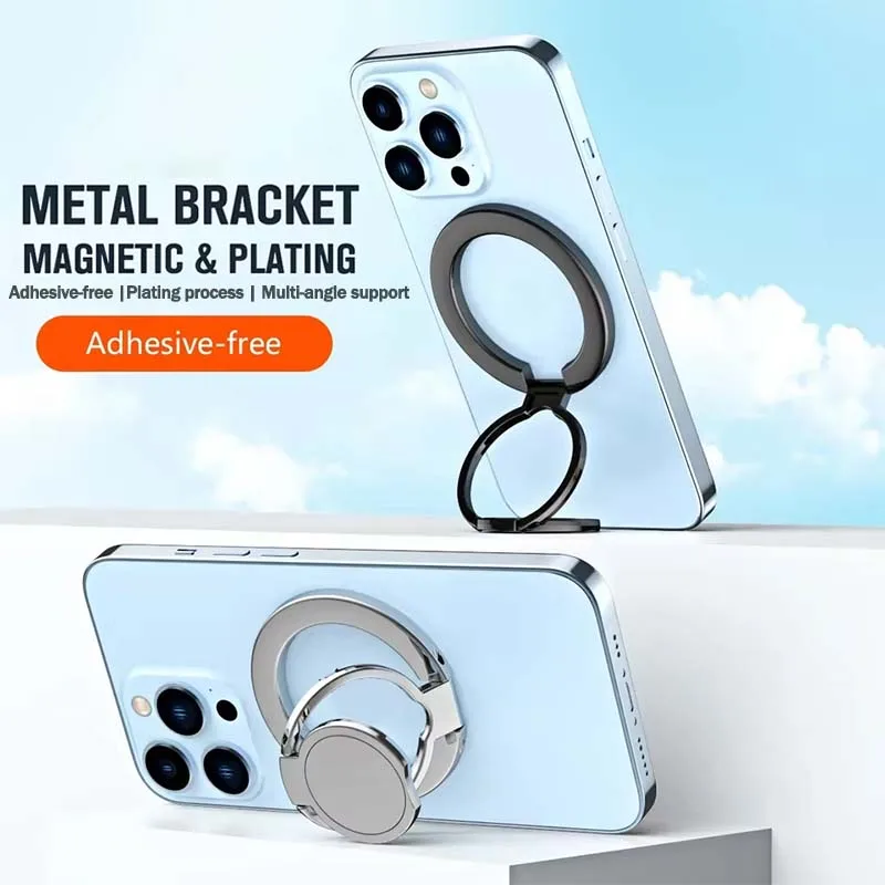 Strong Magnetic Mobile Phone Finger Ring Holder for MagSafe Magnet Foldable Cell Phone Stand Portable Ultra Thin Mount