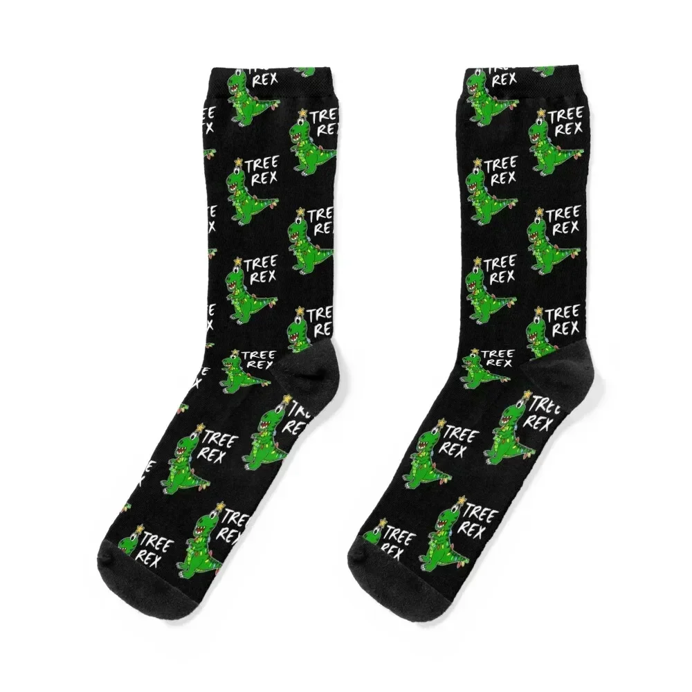 Tree Rex Christmas Tree Dinosaur T-Rex Xmas 2021 Socks cool Stockings man Boy Child Socks Women's