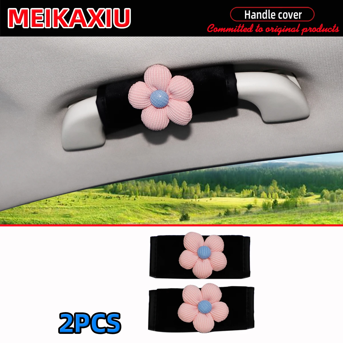 2PCS Weiche Plüsch Stoff Blume Auto Türgriff Abdeckungen frauen Grip Pull Abdeckungen Auto Innen Dekoration Zubehör
