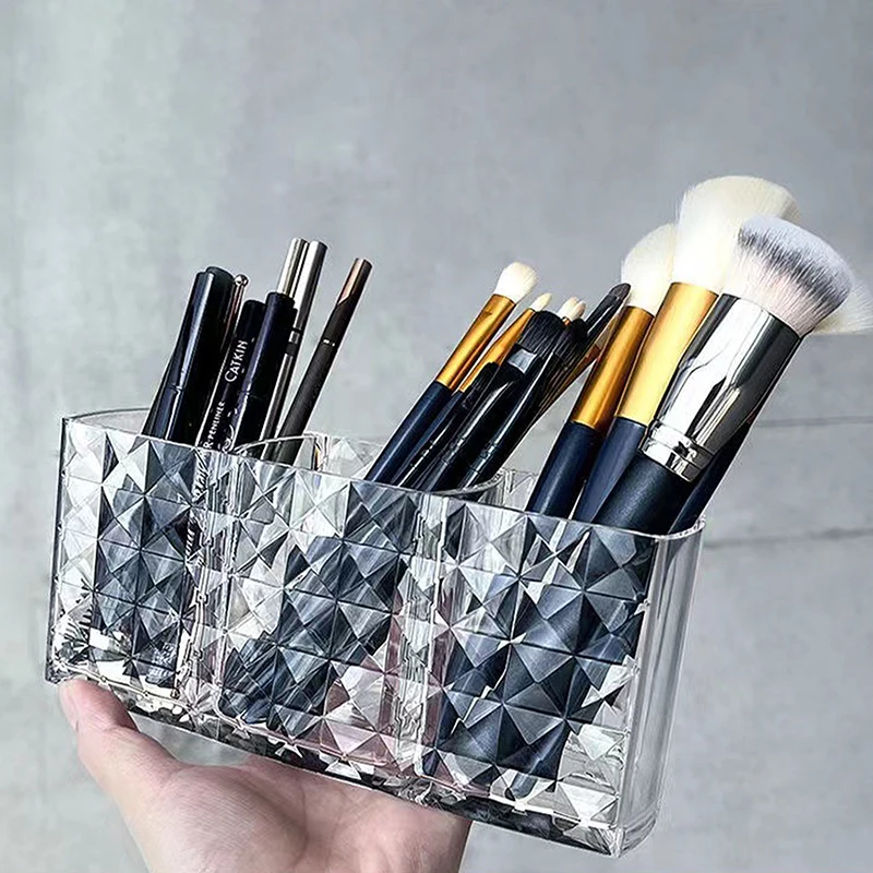 1 X Makeup Brush Holder Transparent Acrylic Cosmetic Case Makeup Eyeliner Pen Foundation Eyeshadow Box Desktop Storage Organizer