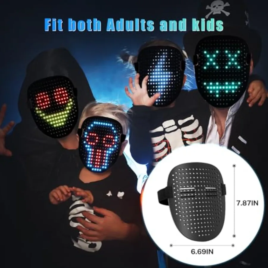 Mr.Pang LED-Maske, leuchtende Maske mit Gestenerkennung für Halloween, Weihnachten, Geburtstag, Cosplay, Party, coole Gesichtsverwandlungsmaske