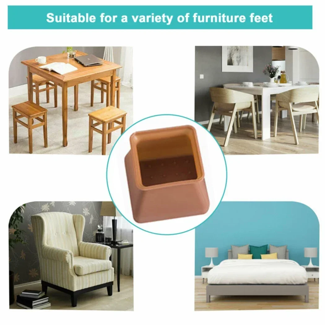 Eeatop 16pc Table Chair Leg Silicone Cap Pad Furniture Non-slip Table Feet Cover Floor Protector Foot Protection Bottom Cover Pa