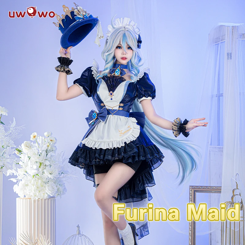 

Genshin Impact Fanart Furina Focalors Hydro Archon Maid Косплей Костюм 2025 Горячая Распродажа
