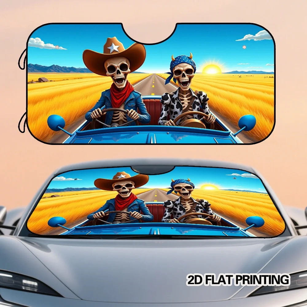 1pc Car Window Sun Shade with Desert Driving-Themed Print Suitable for Daily Use Long-Distance Travel Parking