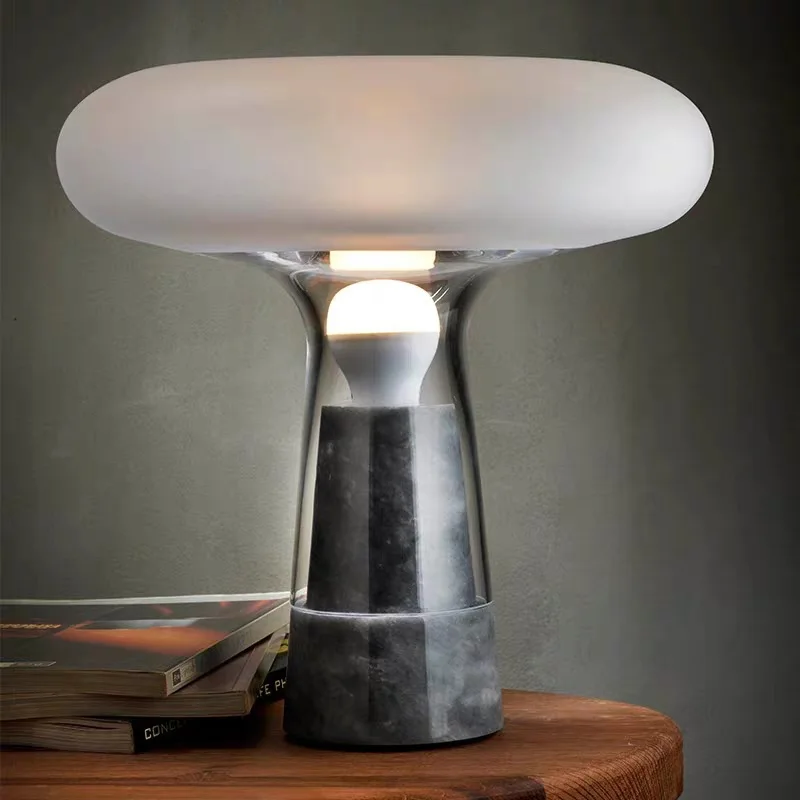 

Modern Nordic Light Luxury Simple Creative Marble Glass Desk Lamp Living Room Bedroom Bedhead Study Decorative Lighting Fixtures