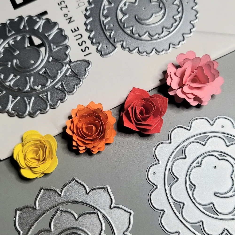 6 Styles Spiral Flower Metal Cutting Dies Scrapbook Embossing Circle Die Cuts Album DIY Craft Cutting Die 2023 New