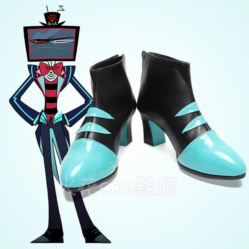 Hazbin Cosplay Hotel Vox Costume Cosplay Scarpe Stivali blu Anime