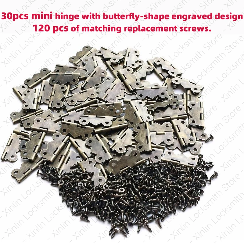 30 Pieces Mini Butterfly Hinges Antique Jewellery Box Decorate Hinge for Crafts Gift Box Wooden Case