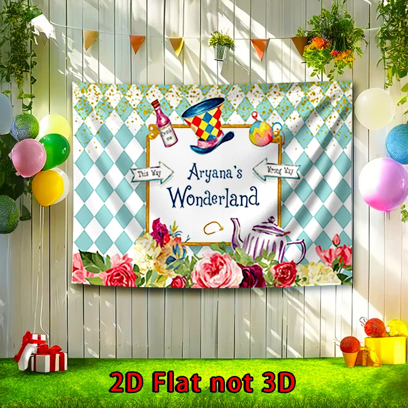 2D 플랫 배너, 1개 맞춤형 이름 사용자 정의-편집 가능한 텍스트, 다양한 파티 행사용, 90.5x70.8인치 폴리에스테르 배너