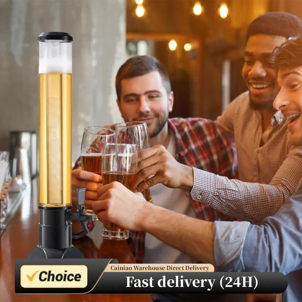 

3L Beer Dispenser Tabletop Liquor Dispenser with Spigot & Ice Tube Transparent Drink Dispenser for Beer Wine Drinks