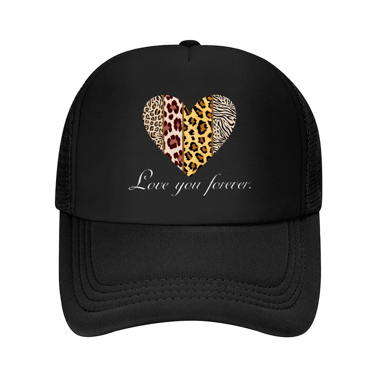 Animal Print Patchwork Heart Leopard Zebra Cheetah Mesh Baseball Cap Hip Hop