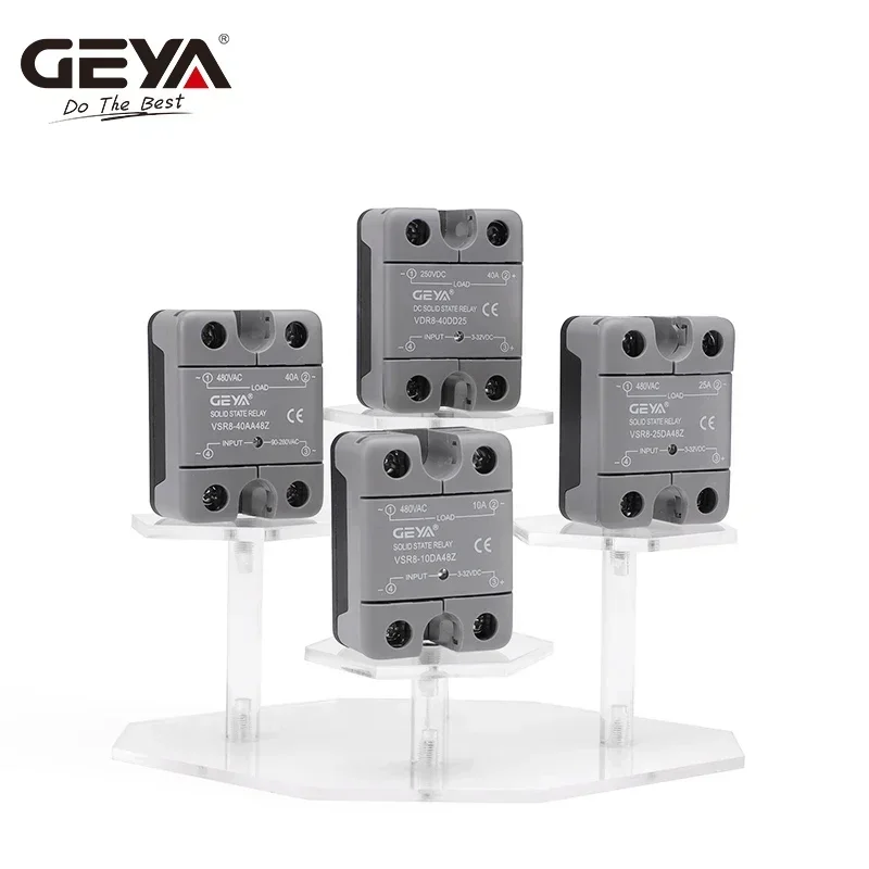 GEYA مرحل الحالة الصلبة أحادي الطور SSR 10DA 25DA 40DA مرحل تيار مستمر إلى تيار متردد 3-32 فولت مدخل تيار مستمر ومخرج 24-480VAC VSR8