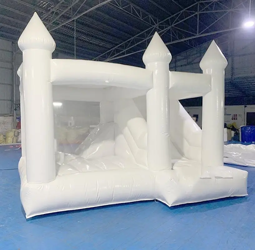 Casamento comercial branco inflável Bounce House, combo com Slide Bouncer, Jumping Castle for Kids, Wholesale