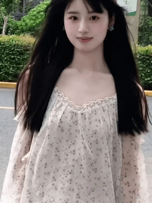 Holiday Floral Print oulder Bared Dr Women's mid Length a Line Skirt Casual Sle High Waist Summer Season Long Sve