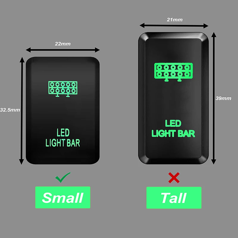 12V Dual Green Led Illuminated Push Switch Front / Rear Diff Lock Button Switch for Toyota Landcruiser RVA4 Hilux Tundra 4Runner