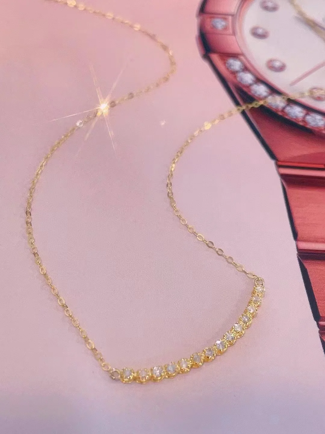 

Certificated 18K Solid Gold Round Lab-grown Diamond 0.6ct Smiling Necklace AU750 Rose/White Gold Synthetic Diamond High Jewelry