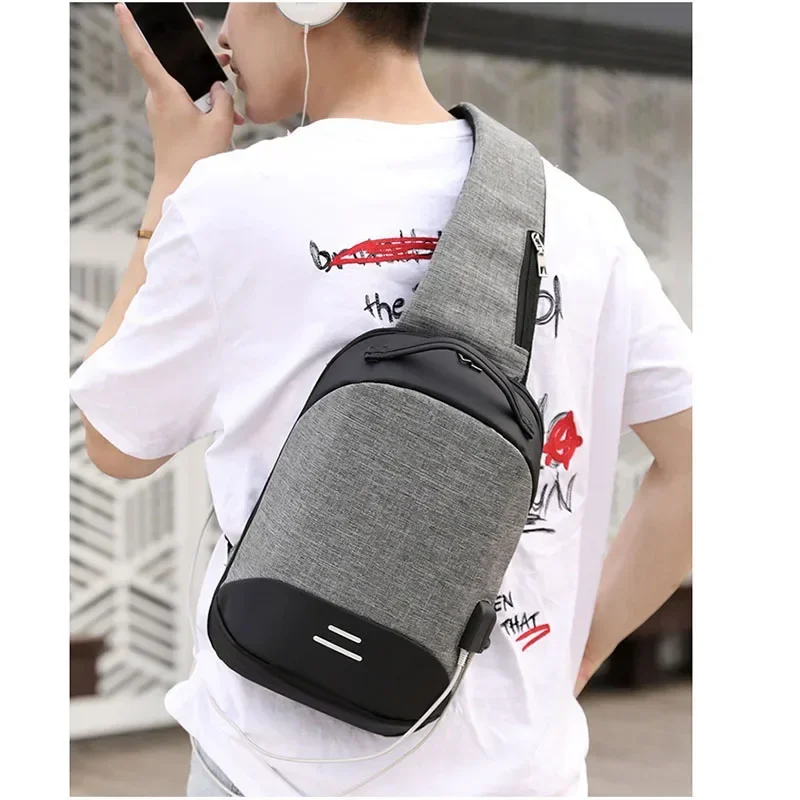 Imagem -06 - Bolsa de Peito Impermeável para Homens Bolsas do Mensageiro Bolsas Transversais do Corpo Carga do Usb Sling Masculino Bagpack do Curso Menino