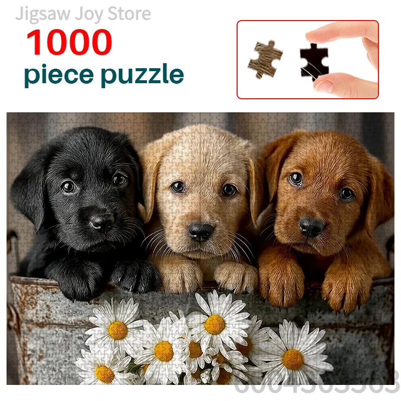 Colorful Art Jigsaw Puzzle, Winter Puppy, Cute Labrador Puppies, Snow Forest Butterflies, Grandma Carousel, Home Decor